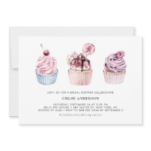 Chá de panela de Cupcakes de Aquarela rosa e roxa