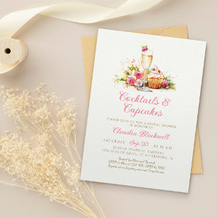 Convites Chá de panela de Cupcakes de champanhe