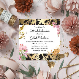 Convites Chá de panela de damasco de Teal Branco RSVP Soire