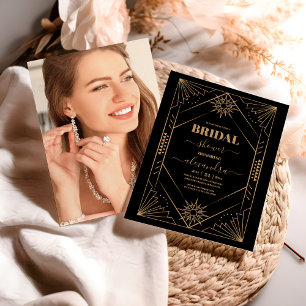 Convites Chá de panela de Deco de Arte Dourada e Preta