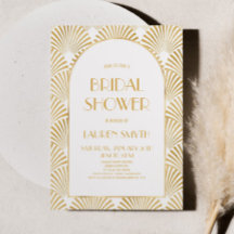 Chá de panela de Deco Geométrico Branco Dourado