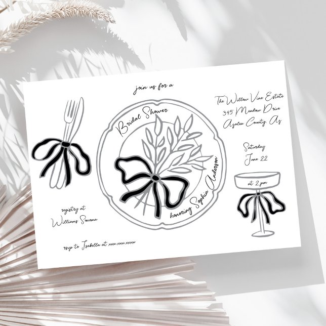 Convites Chá de panela de definição de Mesa desenhada à mão (Criador carregado)