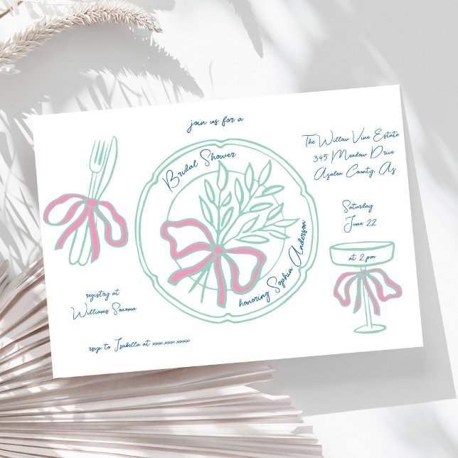 Convites Chá de panela de definição de Mesa desenhada à mão (Criador carregado)