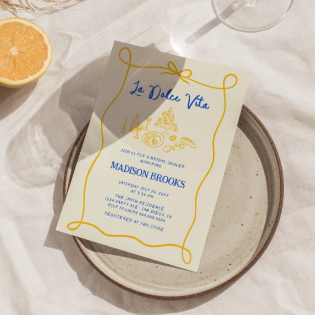 Convites Chá de panela De Desenho Da Mão Italiana La Dolce  (Criador carregado)