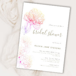 Convites Chá de panela de Desenhos Florais Elegante Dourado