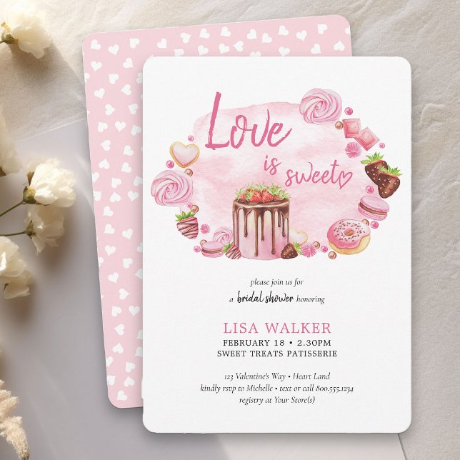 Convites Chá de panela de Desserts de Rosquinha rosa (Love is Sweet Bridal Brunch Invitation - order printed or as printable instant download)