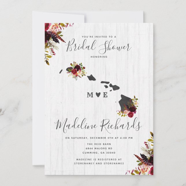 Convites Chá de panela de Destino do Estado do Havaí (Frente)