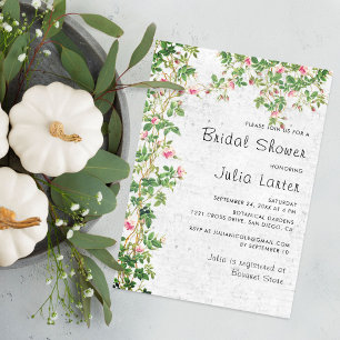 Convites Chá de panela de Diário rosa rosa velho Wall Vinta