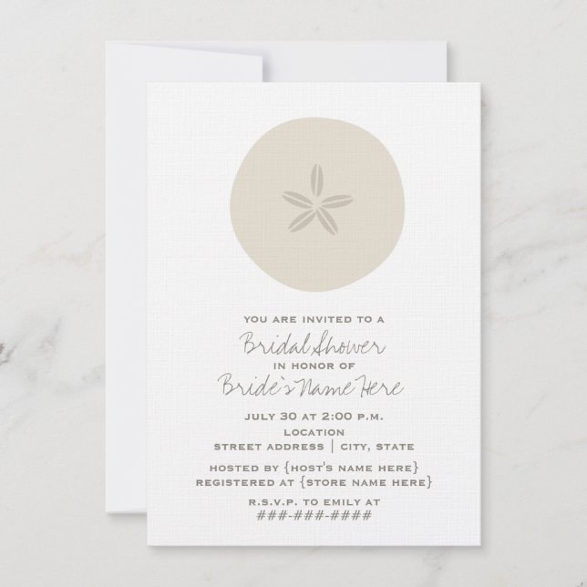 Convites Chá de panela de Dólar de areia (Frente)