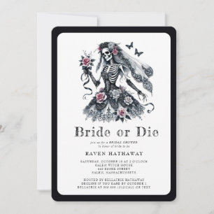 Convites Chá de panela de Esqueleto Floral Brito ou Die Got