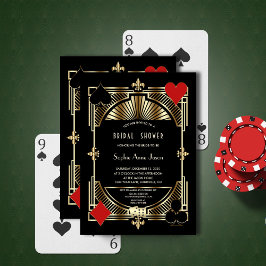 Convites Chá de panela de Estilo Gatsby Gam Dourado Fleur-d