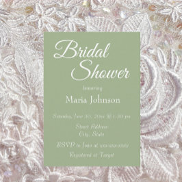 Convites Chá de panela de Estilo Simples Verde Sage