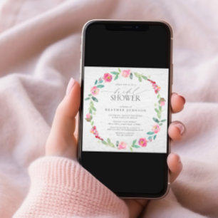 Convites Chá de panela de exaustão Floral Cor-de-Rosa Elega