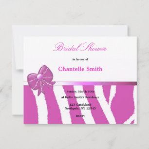 Convites Chá de panela de faixa de zebra rosa