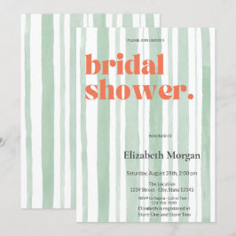 Convites Chá de panela de faixas verdes com aquarela retror