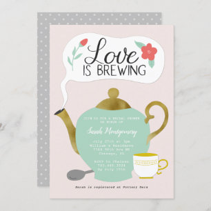 Convites Chá de panela De Festa De Chá Floral Que O Amor Es