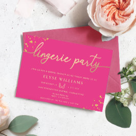 Convites Chá de panela de festa de Lingerie Dourada rosa a 