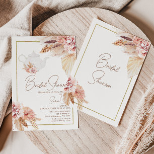 Convites Chá de panela de Festa Floral do Blush Brown Boho
