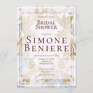 Convites Chá de panela de Filigree Dourado Rococo