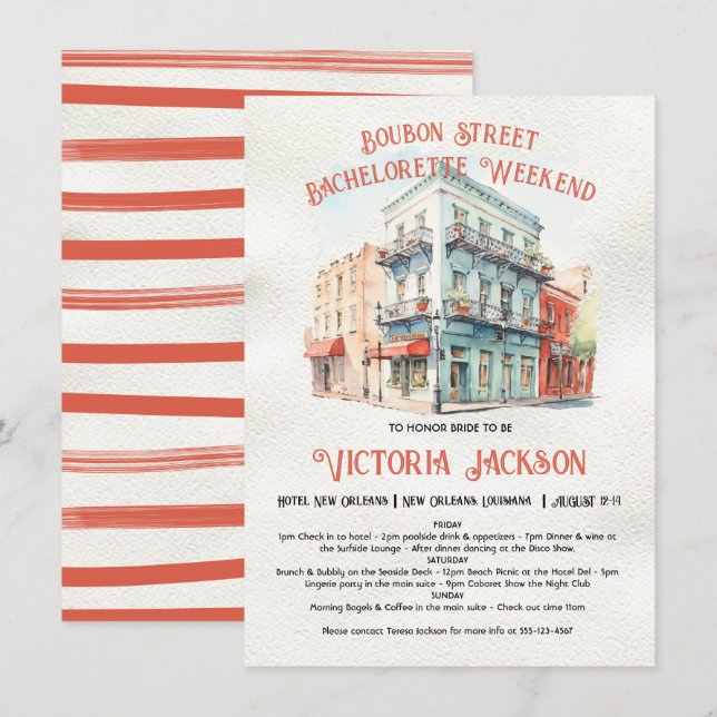 Convites Chá de panela de Fim de Semana da Bachelorette de  (Frente/Verso)