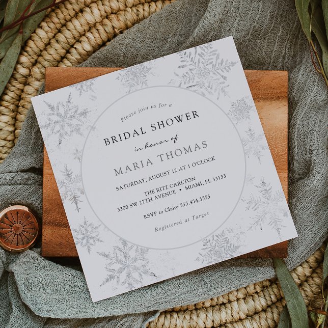 Convites Chá de panela de floco de neve Elegante de inverno (Criador carregado)