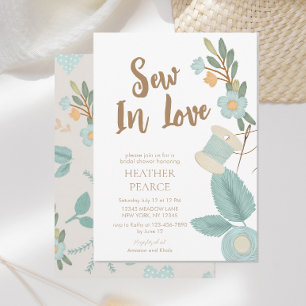 Convites Chá de panela de Flor Bordado para Costura Adoráve