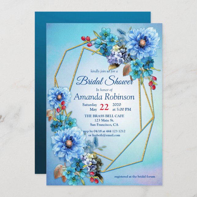 Convites Chá de panela de flor de lua ilustrado com aquarel (Frente/Verso)