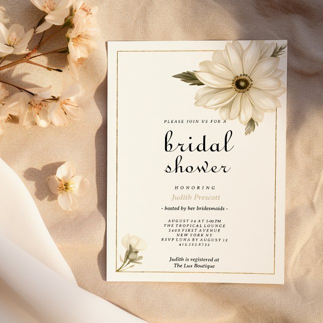 Convites Chá de panela de flor de margarida rústica de esti (Vintage style rustic daisy flower Bridal Shower)