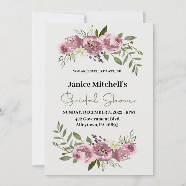 Convites Chá de panela de Flor Leve (Frente)