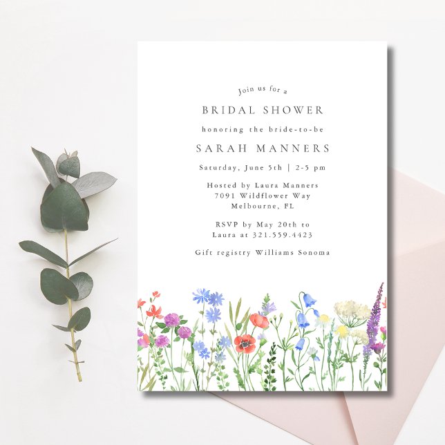 Convites Chá de panela de flor selvagem (Wildflower Bridal Shower Invitation)