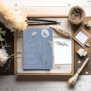 Convites Chá de panela de flor selvagem azul