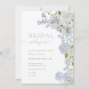 Convites Chá de panela de flor selvagem azul empoeirado