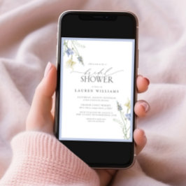 Convites Chá de panela de flor selvagem azul empoeirado