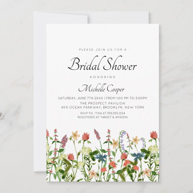 Convites Chá de panela de flor selvagem botânica (Frente)