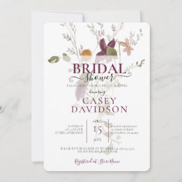 Convites Chá de panela de Flor Selvagem Roxo