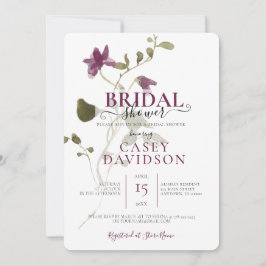 Convites Chá de panela de Flor Selvagem Roxo Mínimo