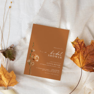 Convites Chá de panela de flor silvestre de laranja queimad