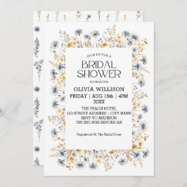 Convites Chá de panela de Flores Azuis Claro Azuis