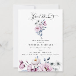 Convites Chá de panela de Flores Azuis e Rosa-Cria