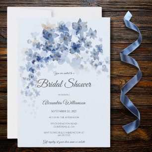 Convites Chá de panela de Flores Azuis em Cascata