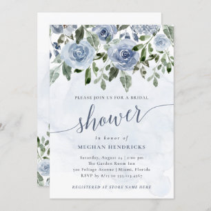 Convites Chá de panela de Flores Bonito Azuis Azuis de Água