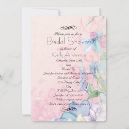 Convites Chá de panela de Flores bonito, Rosa e Azul