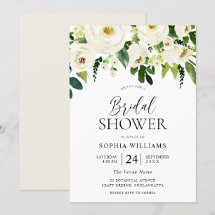 Convites Chá de panela de Flores Brancas de Champanhe