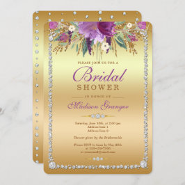 Convites Chá de panela de Flores de Aquarela com Glitter Di