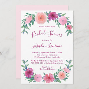 Convites Chá de panela de Flores de Aquarela Rosa
