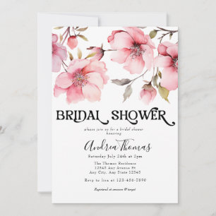 Convites Chá de panela de Flores de Aquarela Rosa