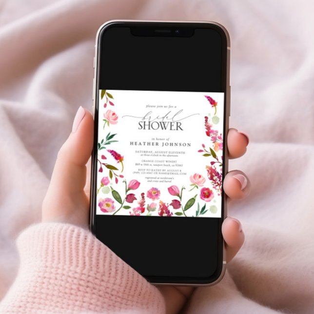 Convites Chá de panela de Flores de Aquarela Rosa Elegante (Criador carregado)