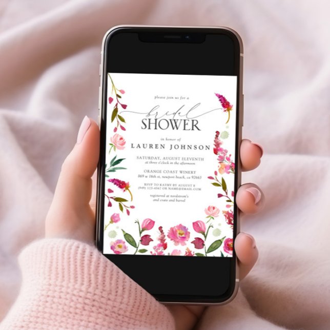 Convites Chá de panela de Flores de Aquarela Rosa Elegante (Criador carregado)