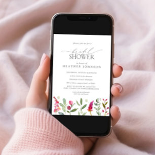 Convites Chá de panela de Flores de Aquarela Rosa-Quente El