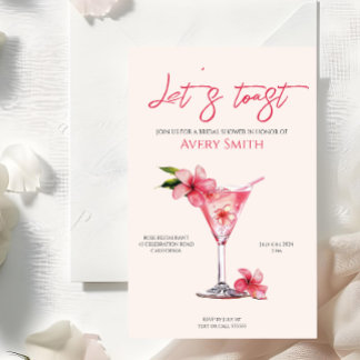 Convites Chá de panela de Flores de Cocktails Rosa